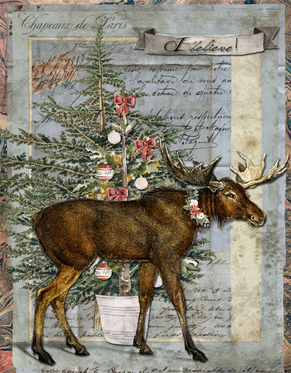 Decoupage Paper - Monahan Papers- C0525 I Believe Moose