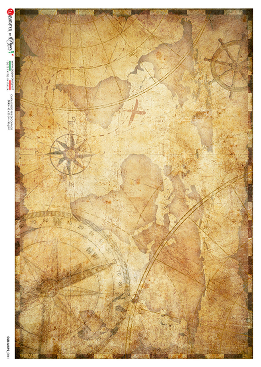 Decoupage Paper - Paper Design - A4 - Old Map0041 - Rice Paper