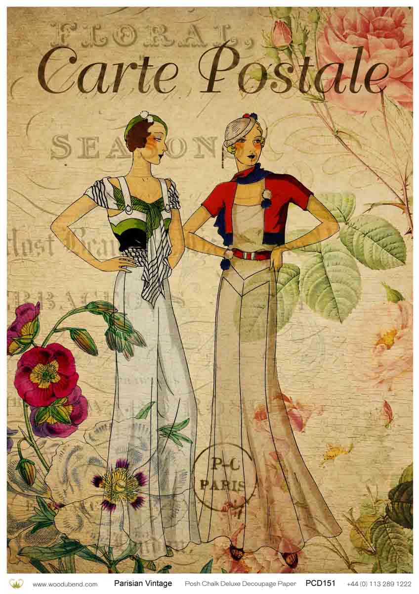 Decoupage Paper - Posh - PCD151 - Parisian Vintage - A3 (11.7"x16.5") Rice Paper