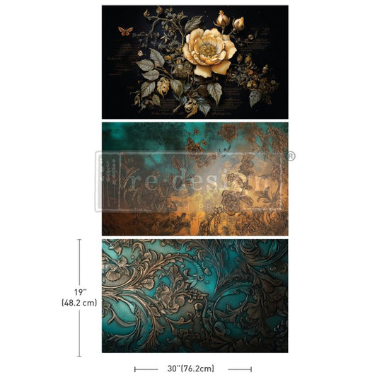 Decoupage Paper - redesign - 19.5" x 30"(Set of 3) - Petals Adorned - Tissue