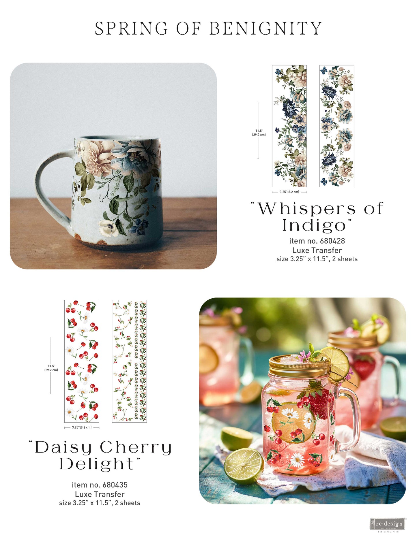 Transfers - Redesign - Luxe 3.25"x11.5" - Whispers of Indigo (2 sheets)