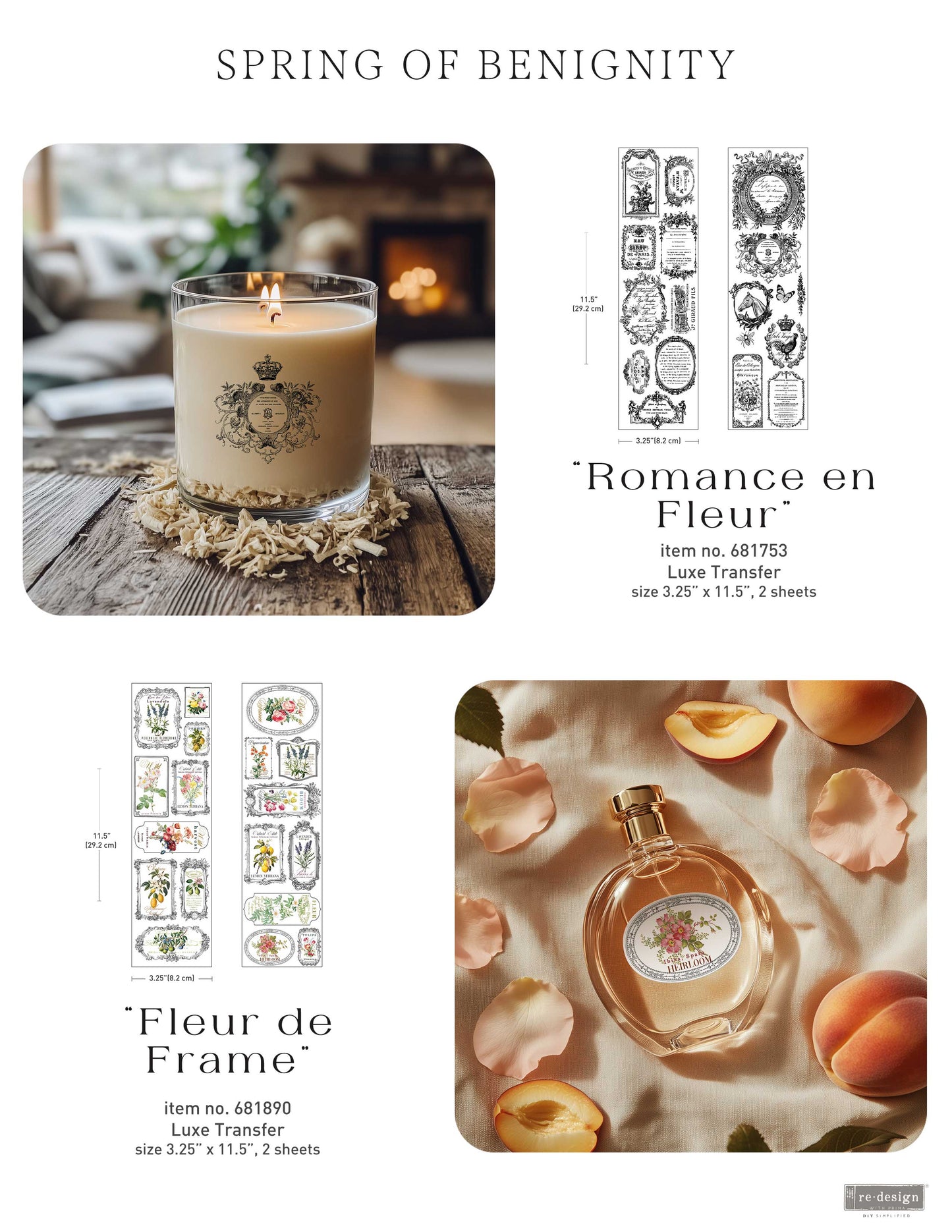Transfers - Redesign - Luxe 3.25"x11.5" - Romance En Fleur (2 sheets)-Luxe
