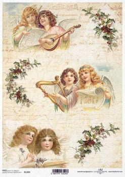 Decoupage Paper - ITD - A4 - R1304- Christmas Vintage Angels- Rice Paper