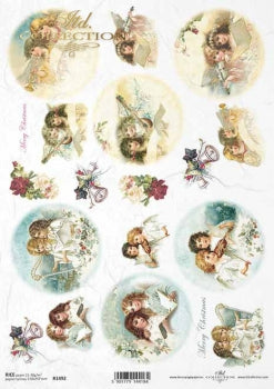 Decoupage Paper - ITD - A4 - R1492- Christmas Vintage Angels- Rice Paper