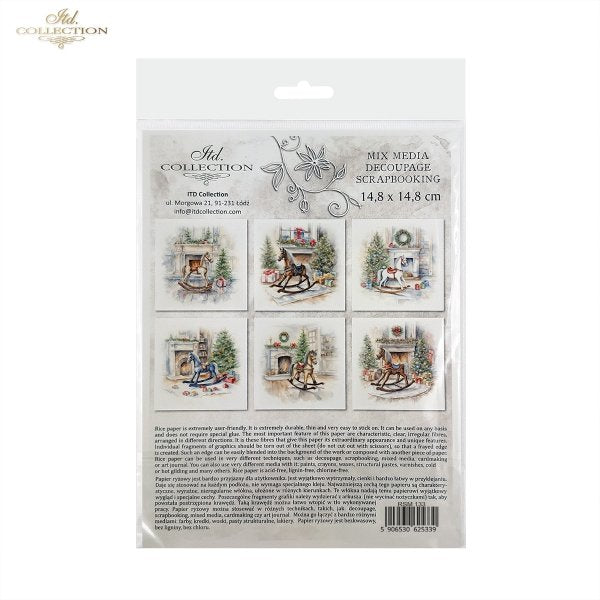 Decoupage Paper - ITD - Mini Set of 6 - RSM133 - Rocking Horses (pack of 6 different designs) - Rice Paper