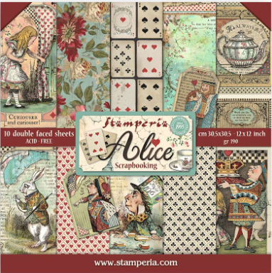 Scrapbook Paper - Stamperia - SBBL052 - 12X12 - Alice in Wonderland