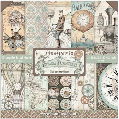 Scrapbook Paper - Stamperia - SBBL053 - 12X12 - Voyages Fantastique