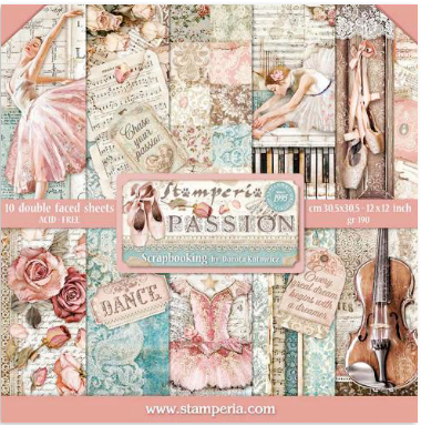 Scrapbook Paper - Stamperia - SBBL084 - 12X12 - Passion