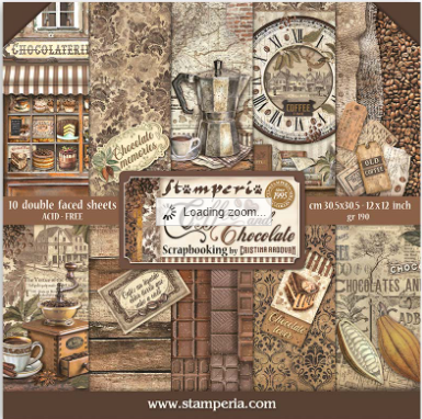 Scrapbook Paper - Stamperia - SBBL144 - 12x12 - Coffee and Chocolate