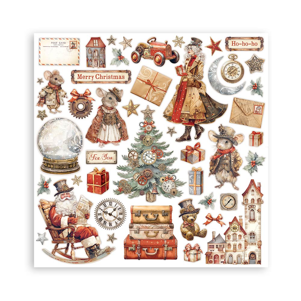 Scrapbook Paper - Stamperia - SBBL156 - 12x12 - 10sheet Pad - Gear up for Christmas