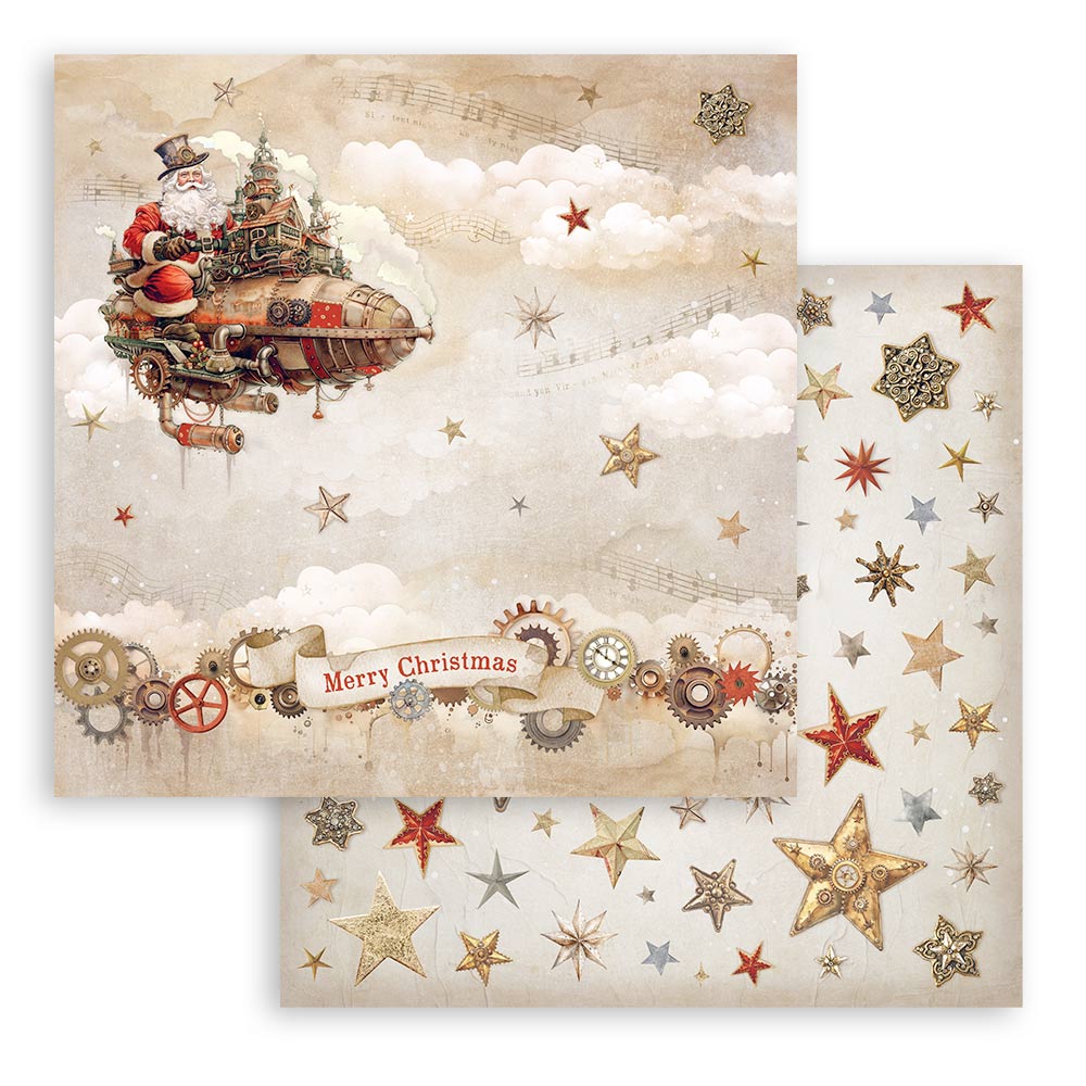 Scrapbook Paper - Stamperia - SBBL156 - 12x12 - 10sheet Pad - Gear up for Christmas