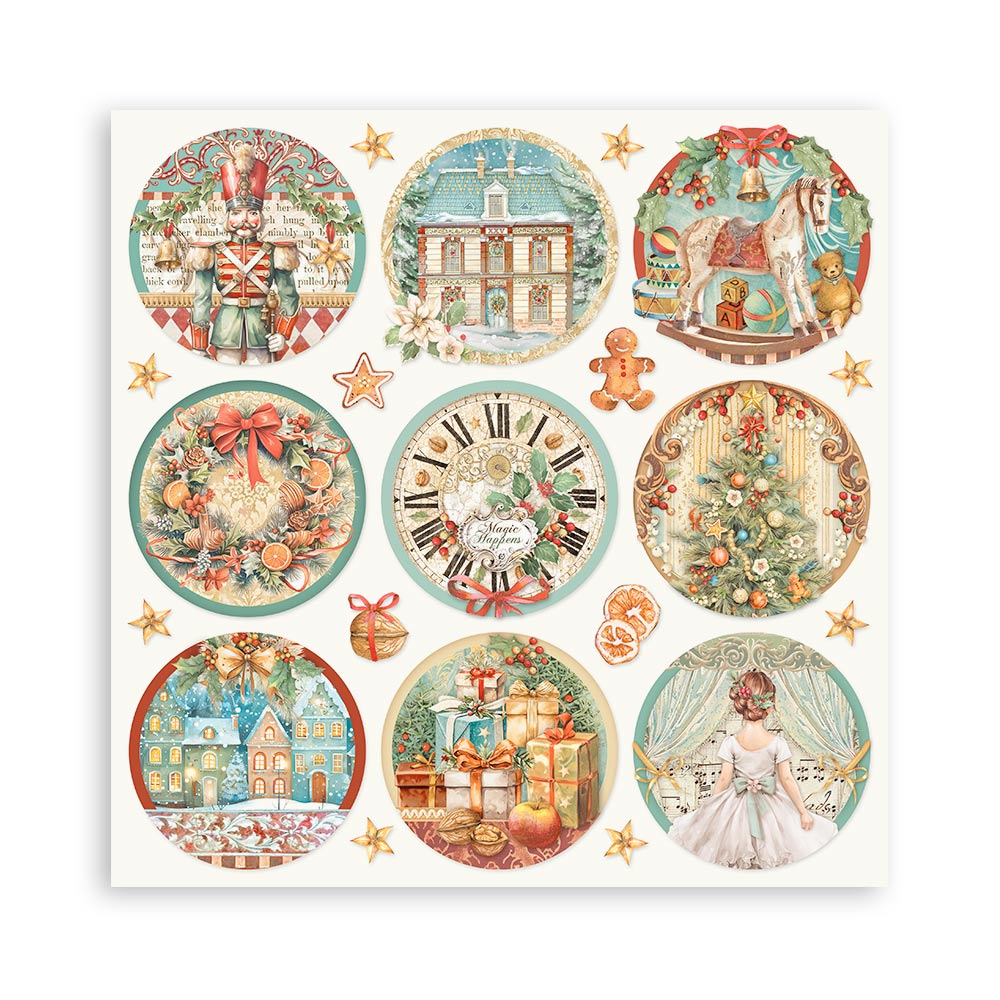 Scrapbook Paper - Stamperia - SBB1016 - 12x12 - Double Face Single Sheet  - The Nutcracker Rounds