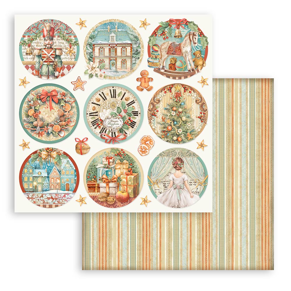 Scrapbook Paper - Stamperia - SBB1016 - 12x12 - Double Face Single Sheet  - The Nutcracker Rounds