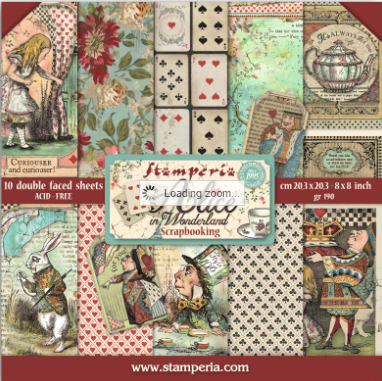 Scrapbook Paper - Stamperia - SBBS001 - 8x8 - Alice in Wonderland