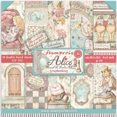 Scrapbook Paper - Stamperia - SBBS042 - 8x8 - Alice Through the Looking Glass