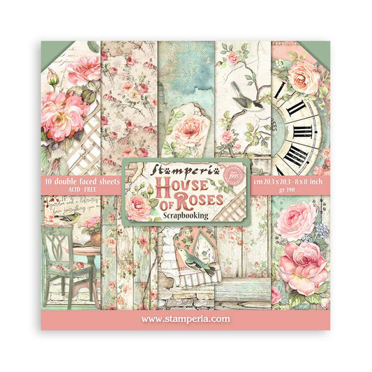 Scrapbook Paper - Stamperia - SBBS008 - 8x8 - 10sheet Pad - House of Roses