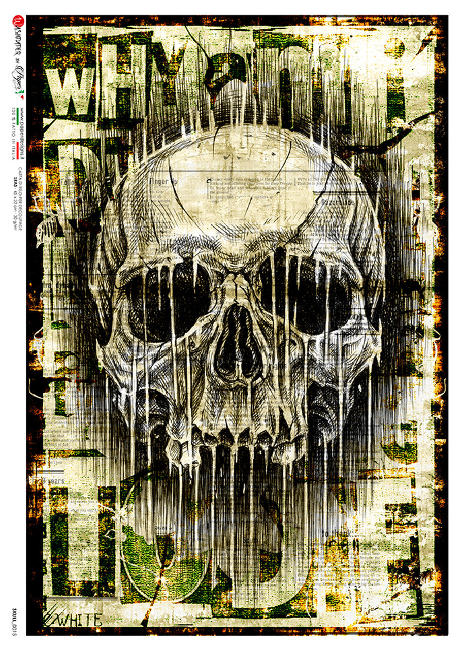 Decoupage Paper - Paper Design - A4- Skull 0015 - Rice Paper