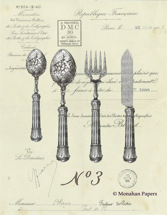 Decoupage Paper - Monahan Papers- SPS1383 No. 3 Silver Service - 11x17