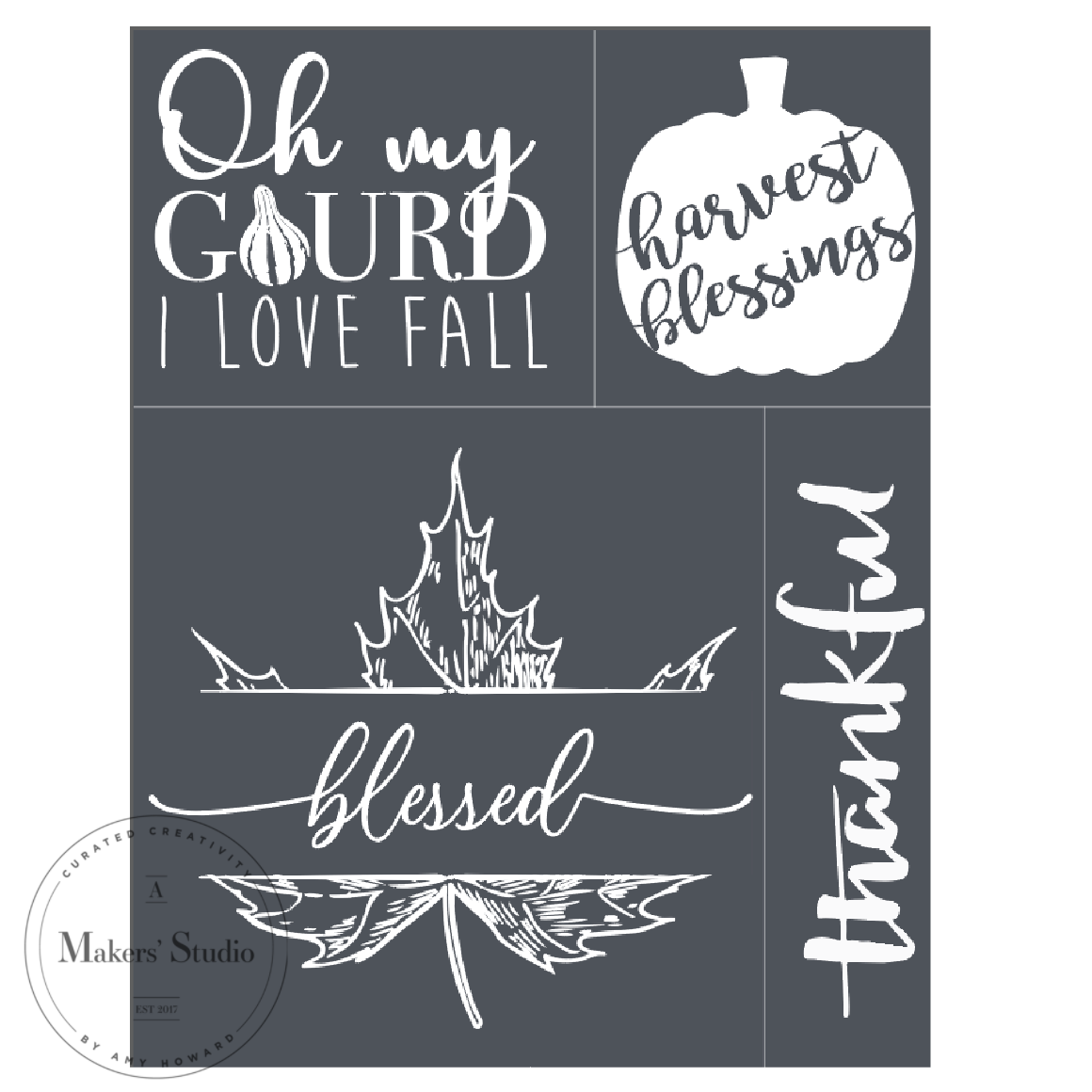 Stencils - A Makers Studio - Oh My Gourd  - 8.5" x 11"