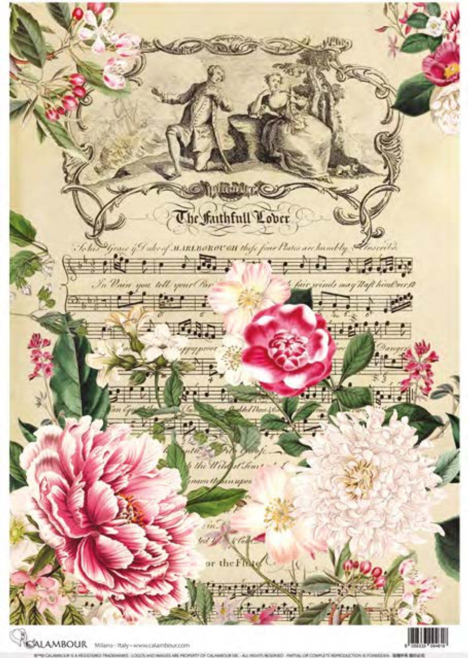 Decoupage Paper - Calambour - A3 - TCR0190 - The Faithful Lover Floral Symphony - Rice Paper