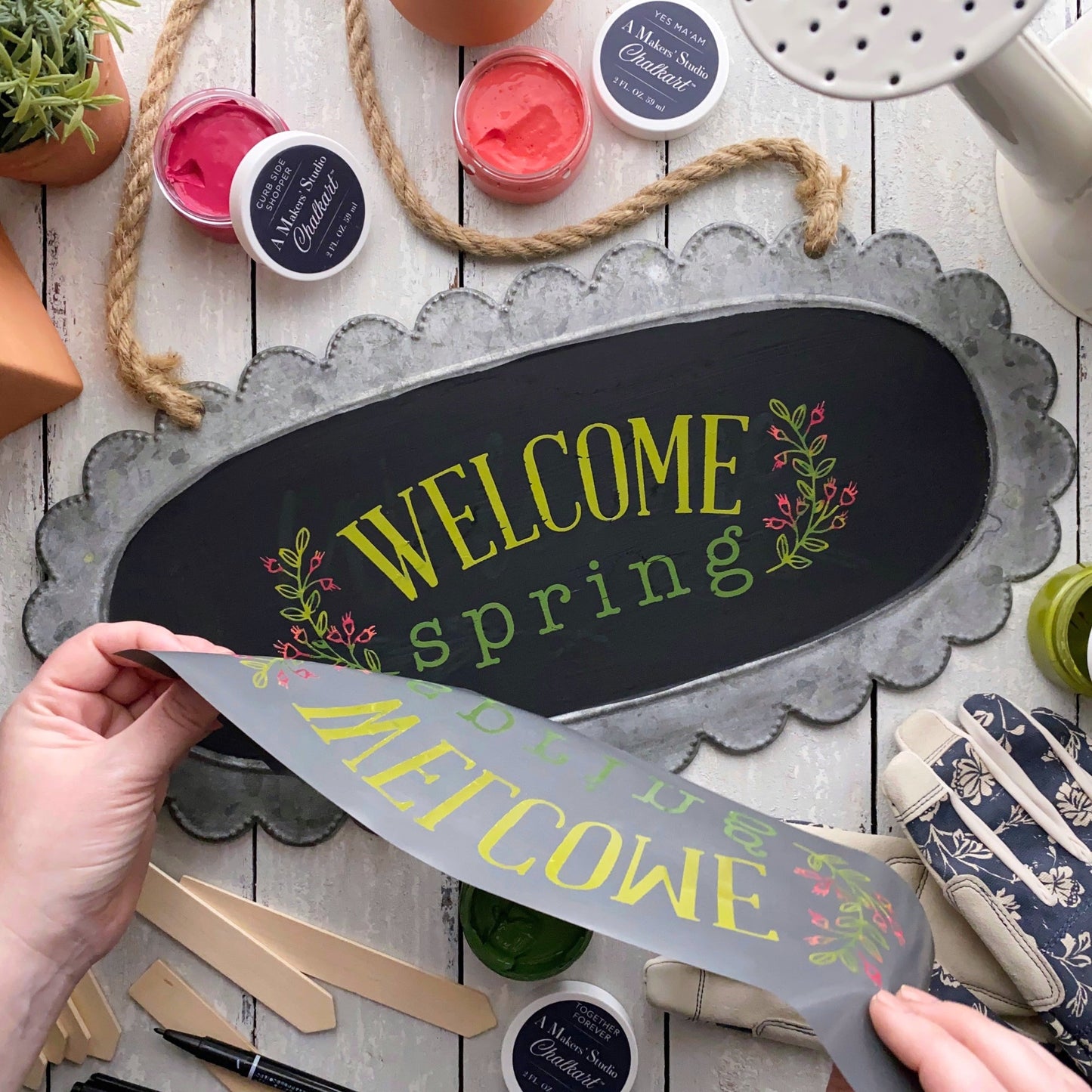 Stencils - A Makers Studio - Welcome Spring - 12" x 18"