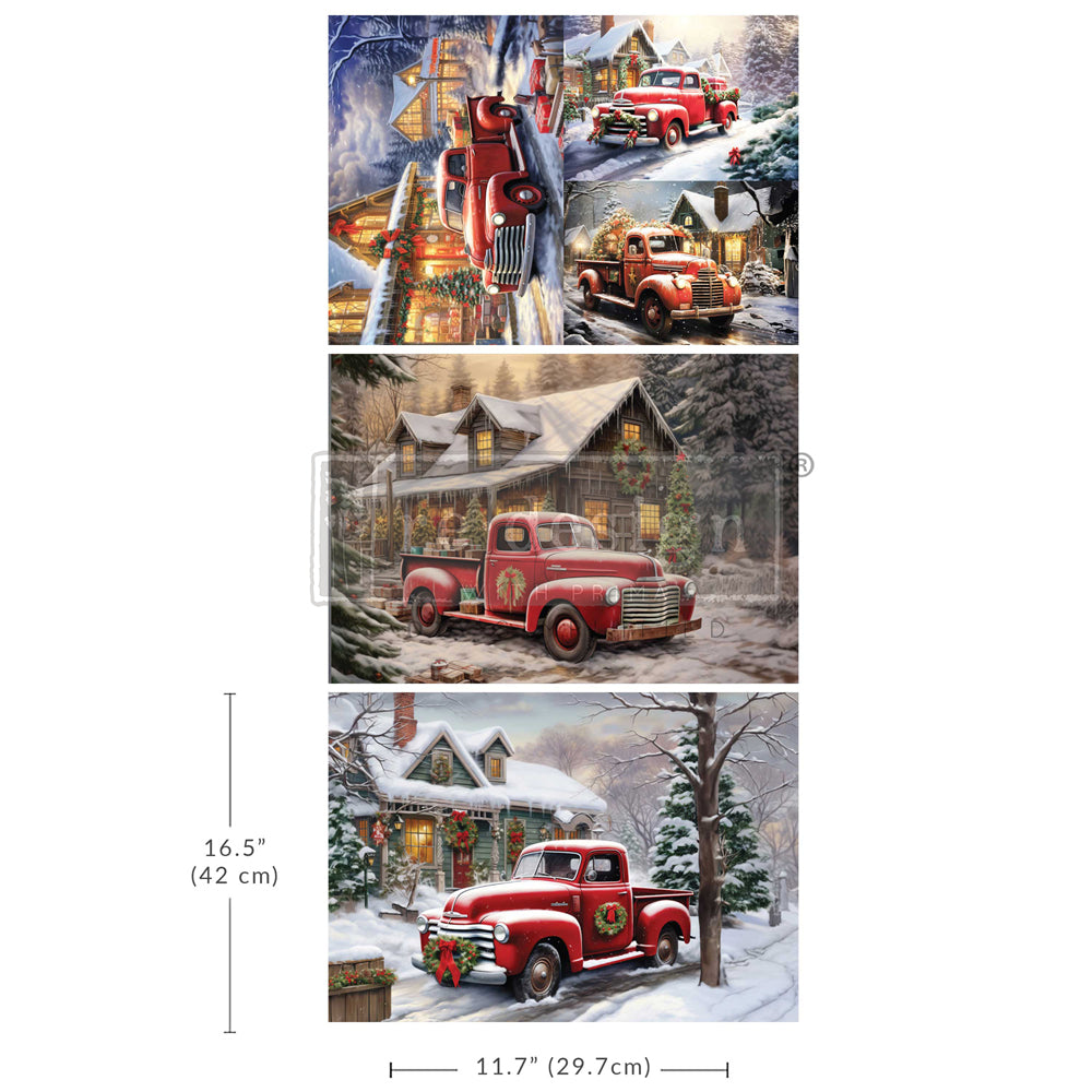 Decoupage Paper - Redesign - 11.7" x 16.5"(A3)-Set of 3 - Christmas Cargo