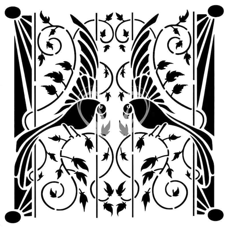 Stencils - Posh Chalk - Deco Birds (Woodubend) - 11.80" x 11.80"
