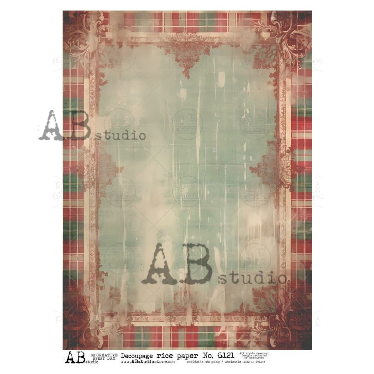 Decoupage Paper - ABstudio - A4 - AB6121 - Festive Red and Green Background - Rice Paper