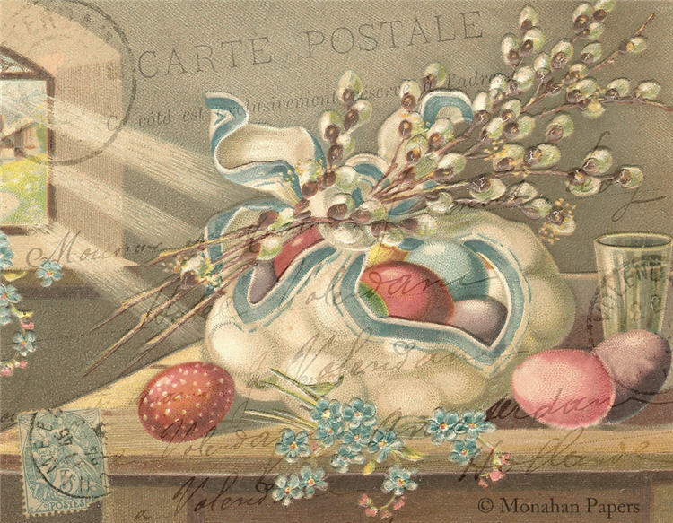 Decoupage Paper - Monahan Papers- E0095 - Easter Eggs & Willow - 11X17