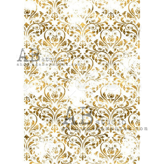 Decoupage Paper - ABstudio - A4 - AB0207 - Gilded Damask - Rice Paper