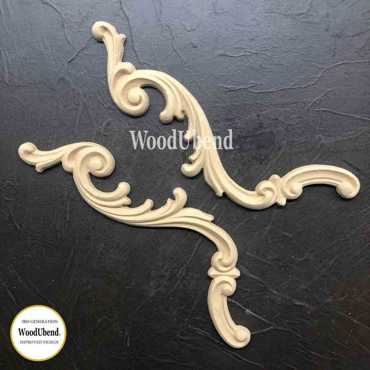 WooduBend Moulding - WUB1309 (Pack of 2) - Decorative Scrolls - 9.84"x 1.57"