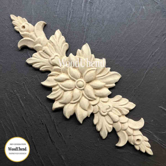 WooduBend Moulding - WUB1221 (Pack of 2) - Flower Leaf Pediments - 10.24"x 3.94"