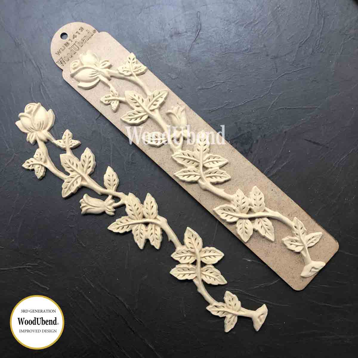 WooduBend Moulding - WUB1413-9(Pack of 2) - Roses and Stems - 13.58"x 1.97"