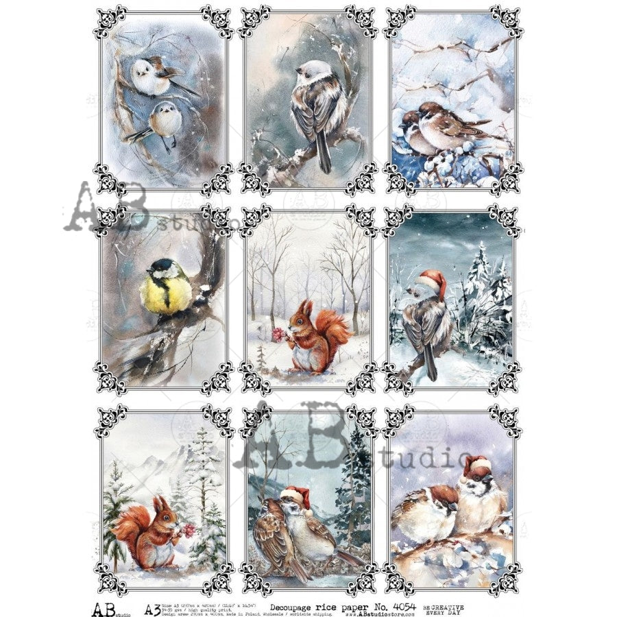 Decoupage Paper - ABstudio - A3 - AB4054 - Bird Cards - Rice Paper