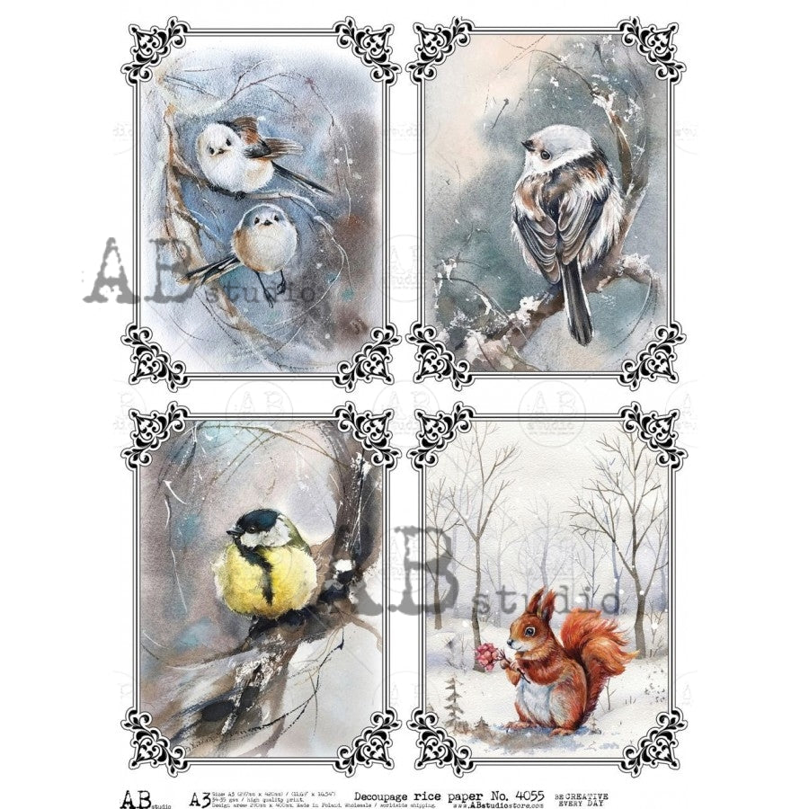 Decoupage Paper - ABstudio - A3 - AB4055 - Bird Cards - Rice Paper