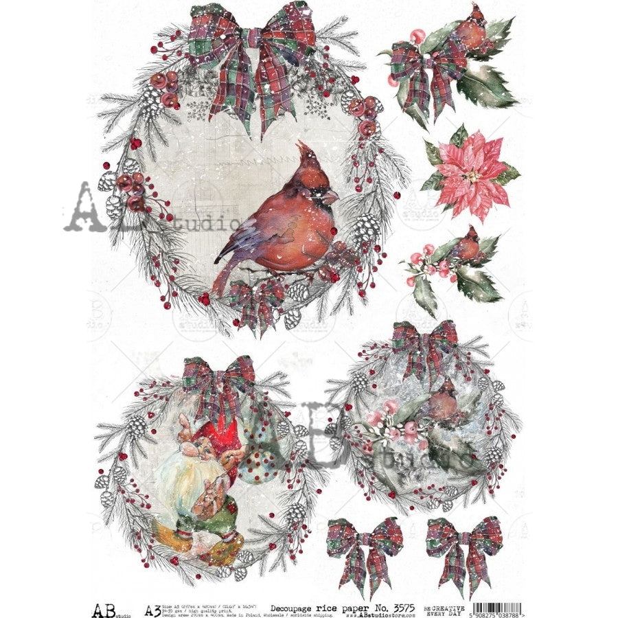 Decoupage Paper - ABstudio - A3 - AB3575 - Merry Medallions - Rice Paper