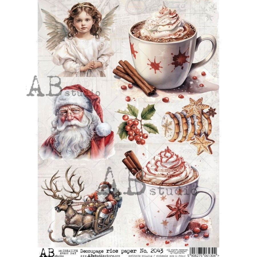 Decoupage Paper - ABstudio - A4 - AB2043 - Heartwarming Holidays - Rice Paper