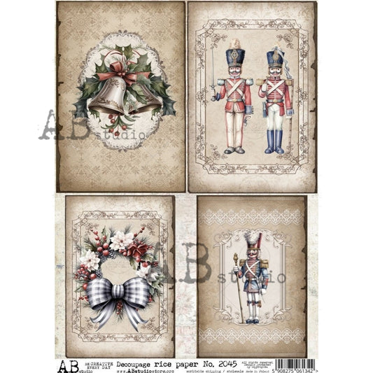 Decoupage Paper - ABstudio - A4 - AB2045 - Holiday Labels - Rice Paper