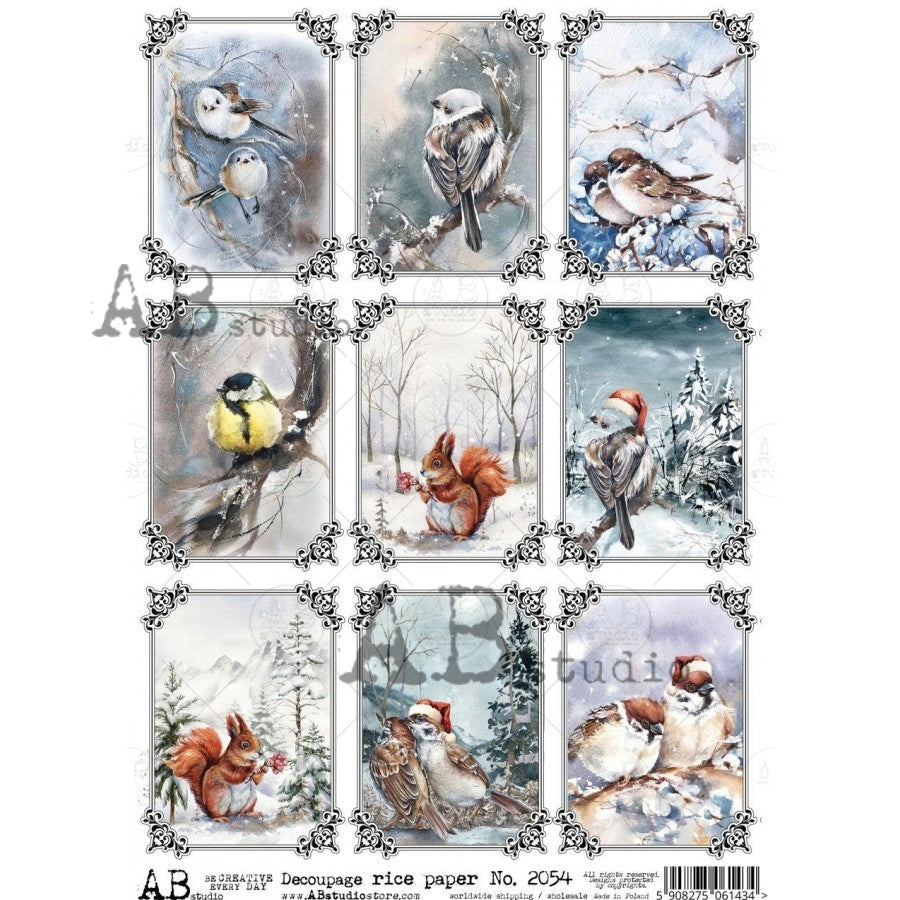 Decoupage Paper - ABstudio - A4 - AB2054 - Bird Cards - Rice Paper