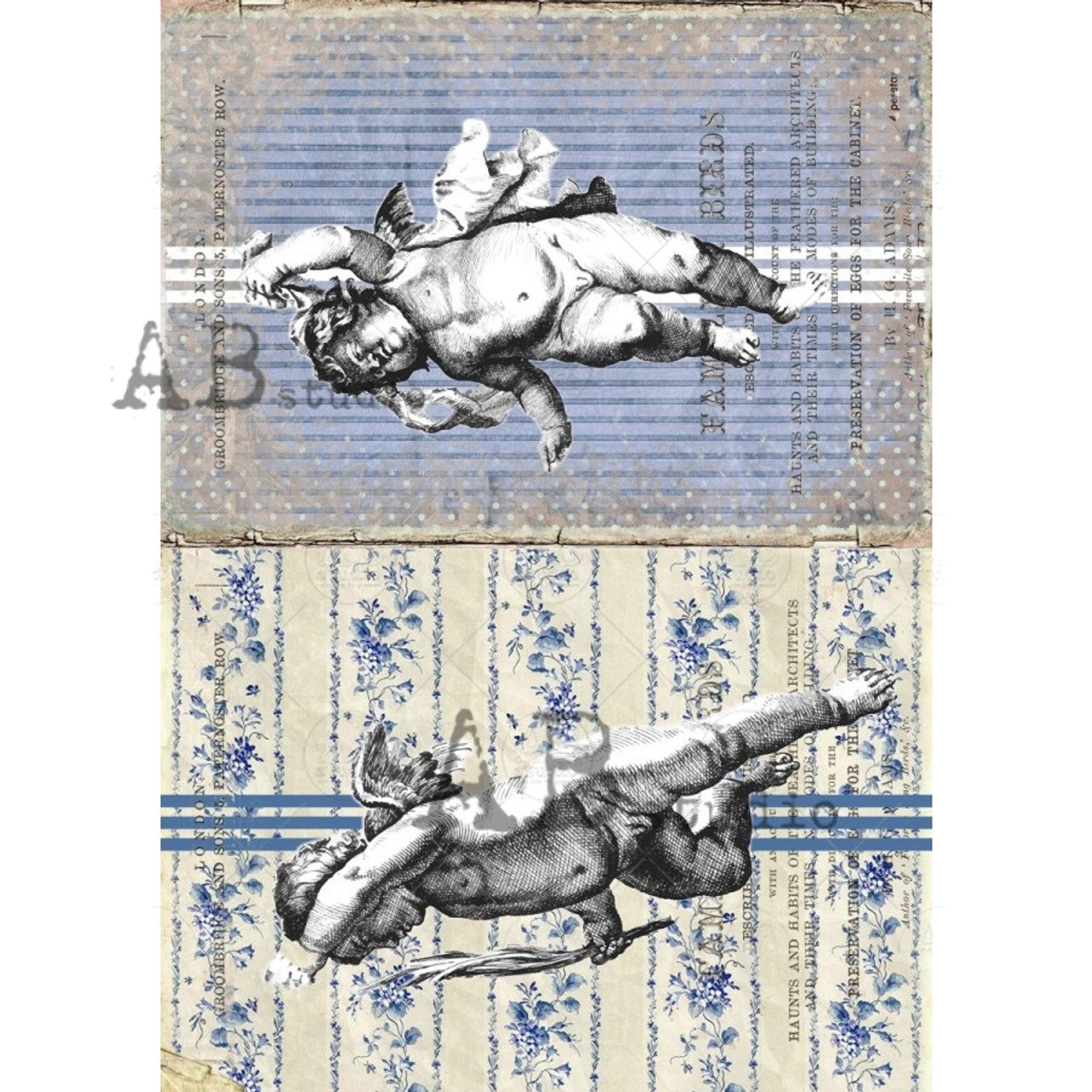 Decoupage Paper - ABstudio - A4 - AB1146 - Grain Sack Cherubs - Rice Paper