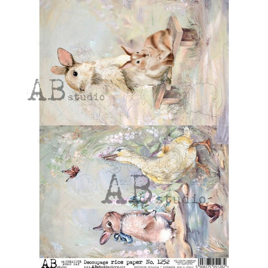 Decoupage Paper - ABstudio - A4 - AB1252 - 2 Pack Easter Bunnies - Rice Paper