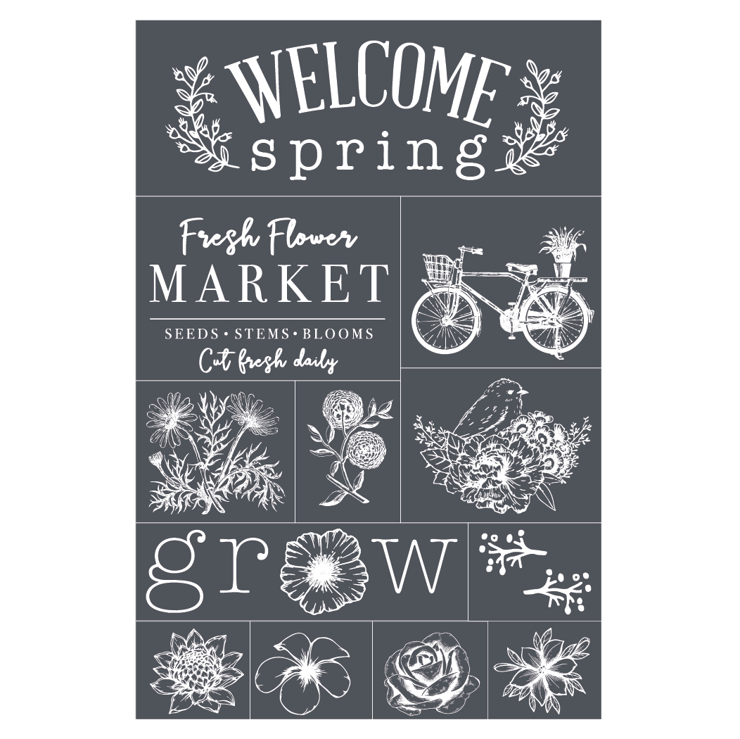 Stencils - A Makers Studio - Welcome Spring - 12" x 18"